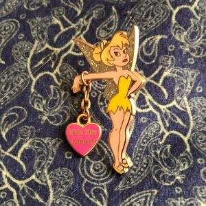 Disney Tinkerbell pin with dangling heart saying Little Miss Attitude !!